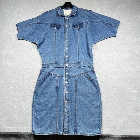 Gloria Vanderbilt X Christian Siriano Jean Denim Dress Size 10 Dolman Sleeve - Picture 1 of 13